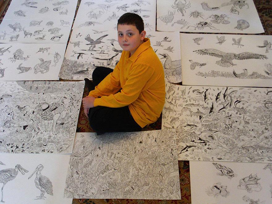 Çizimleriyle hayranlık uyandıran 11 yaşındaki küçük deha: Dušan Krtolica
